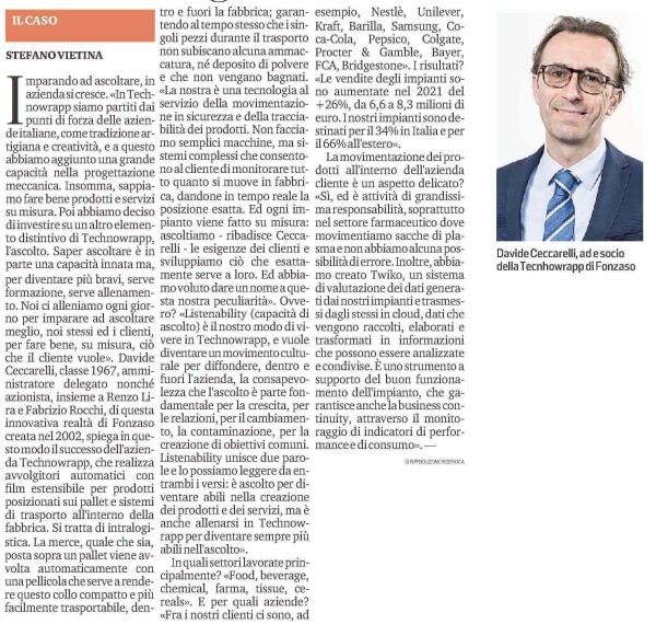 Technowrapp, l'ascolto per crescere, la tecnologia al servizio del cliente
